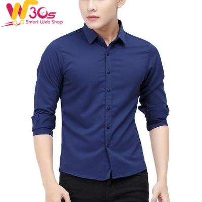 Áo Sơ Mi Nam Tay Dài Slim Fit Titishop SM535 - Xanh Đen