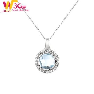 Mặt Dây Chuyền Nữ Đính Kim Cương Và Topaz Precita H0641P-DIBT-WG - White Gold
