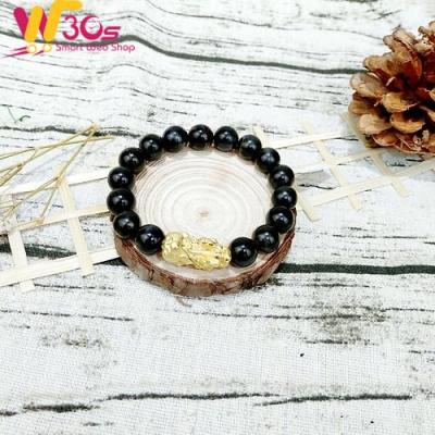 Vòng Tay Phong Thủy Mắt Hổ Đen Tỳ Hưu Mạ Vàng 24K - Hợp Mệnh Thủy , Kim - Tăng Vượng Khí - Chiêu Tài Bốn Phương